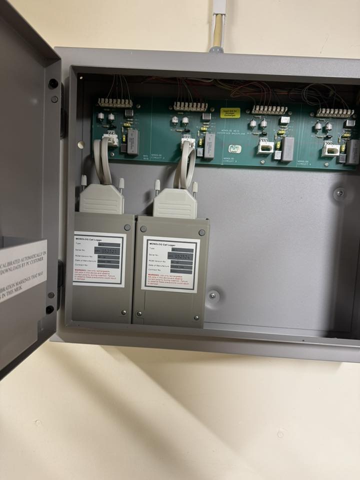 MEIK open showing two Monolog Mk II units and backplane PCB