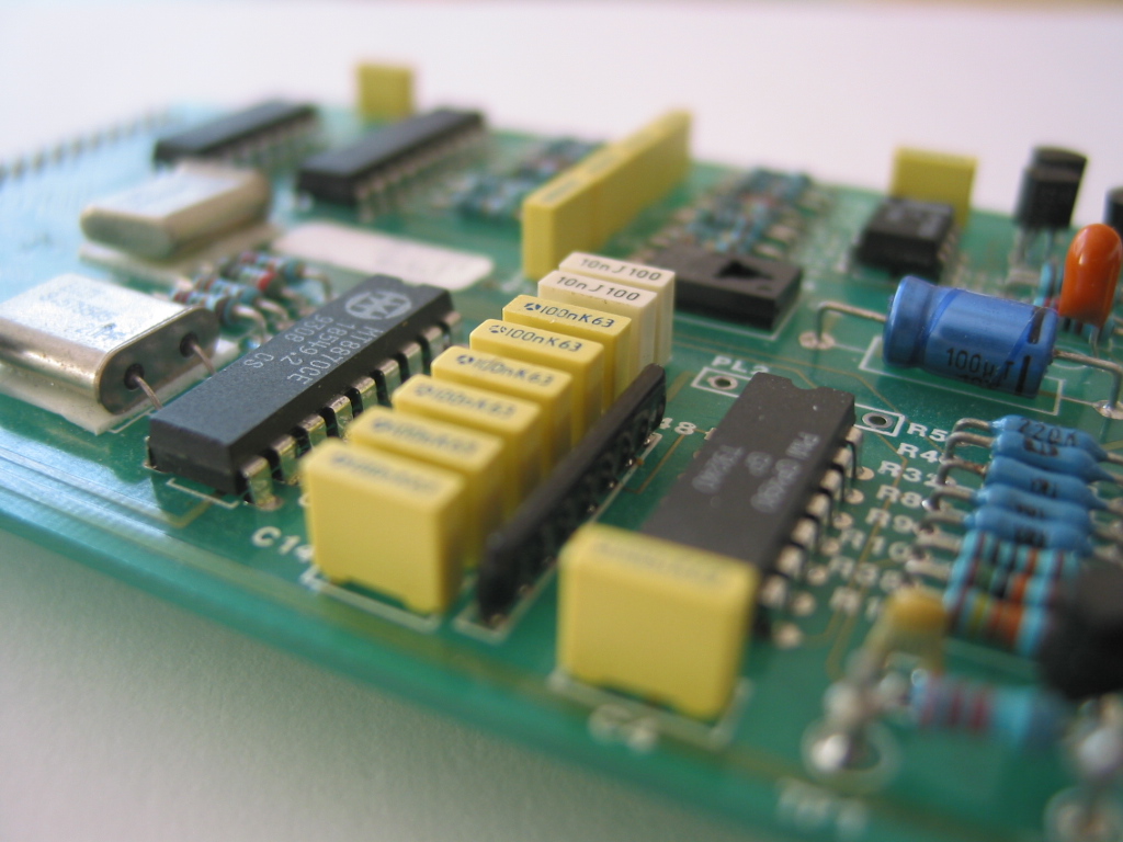 Analogue PCB shown in situ inside Mark II grey polycarbonate enclosure with D-type connector